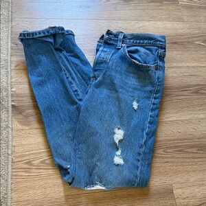 501 Levi's Blue Distressed Denim Jeans